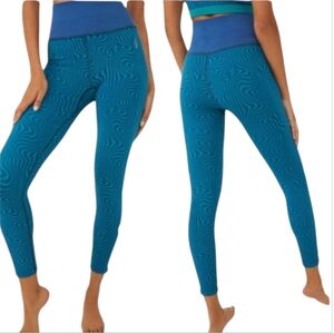 FP Movement Free People Free Throw Jacquard Ankle Leggings Sz M Swirl Blue